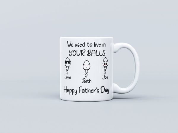 Funny Father Day Gift, Fathers Day Mug, Fathers Day Gifts From Kids, Gifts For Dad, Dad Mug, We Used To Live In Your Balls Mug, Dad Birthday