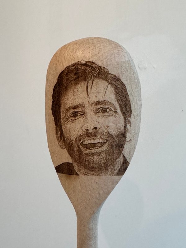 David Tennant's Face Engraved on a Wooden Spoon. Broadchurch. Birthday, Christmas Gift.