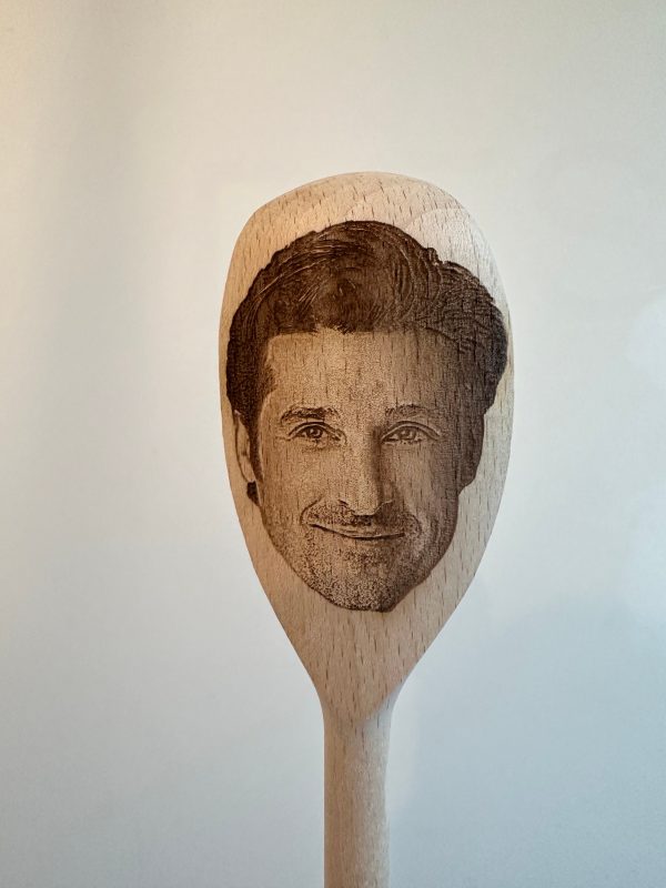 Dr Derek Shepherd's Face Engraved on a Wooden Spoon (30cm), Birthday, Christmas Gift. McDreamy from Gray's Anatomy. Patrick Dempsey