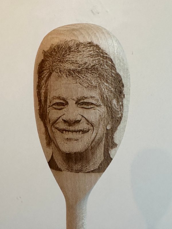 Jon Bon Jovi's Face Engraved on a Wooden Spoon (30cm), Birthday, Christmas, Mothers/ Fathers Day Gift. Livin' on a Prayer, Slippery when wet
