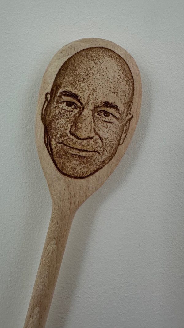 Patrick Stewart's Face Engraved on a Wooden Spoon (30cm), Birthday, Christmas Gift. Star Trek, X-Men