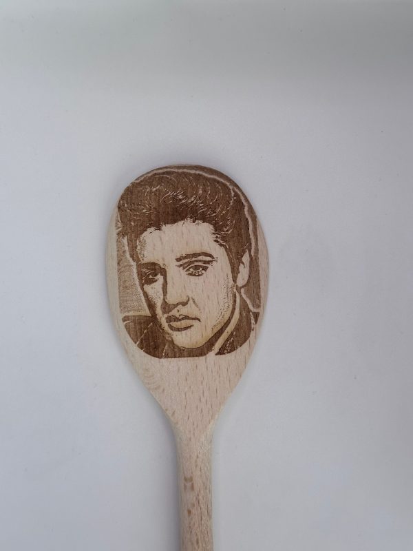 Elvis Presley's Face Engraved on a Wooden Spoon (30cm), Birthday, Christmas Gift. King of Rock and Roll! Jailhouse Rock, Suspicious Minds.
