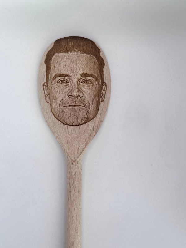 Robbie Williams Face Engraved on a Wooden Spoon (30cm), Birthday, Christmas Gift. Country Singer