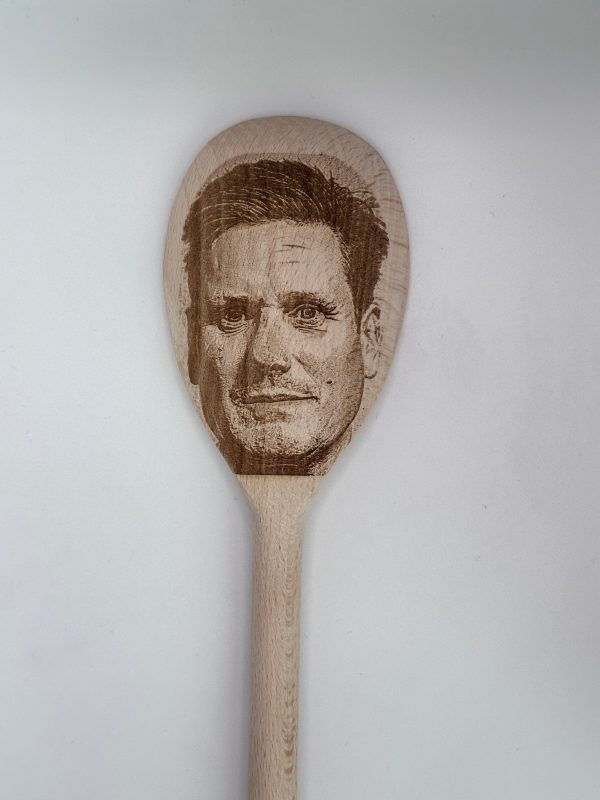 Keir Starmer wooden spoon, prank gift, British politics, housewarming, political parody, labour leader, Prime Minister, cook, kitchen, gift