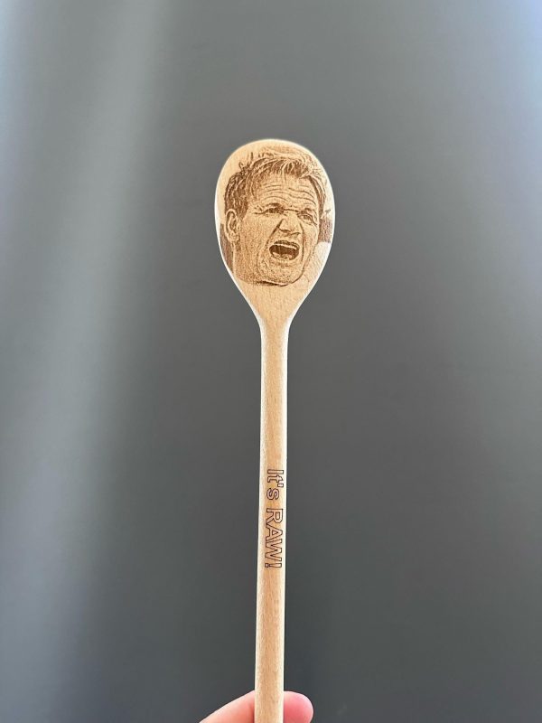 Gordon Ramsay It's Raw, wooden spoon, prank gift, the office, housewarming, chef gift, fan gift, cook, kitchen, best friend gift