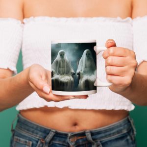 Two Creepy Ghost Halloween Mug, Cute Halloween Mug, Best Friends Gift, Ghost Coffee Latte Mug, Spooky Vibes, Creepy Ghost Mug Halloween Gift