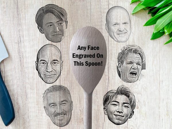 ANY FACE Engraved on a Wooden Spoon! Fun, unique and quirky gift! Your friend or any celebrity's face  Birthday gift - Housewarming, novelty