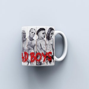 I like Bad Boys White funny horror mug - Halloween Bad Boys Mug - Funny Halloween Gift- Freddie Kruger, Jason, Michael Myers, Scream -Spooky