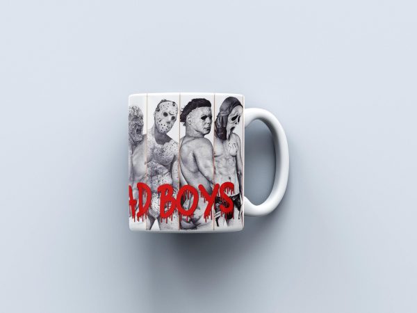 I like Bad Boys White funny horror mug - Halloween Bad Boys Mug - Funny Halloween Gift- Freddie Kruger, Jason, Michael Myers, Scream -Spooky